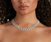 Statement Rhinestone Leaf Collar